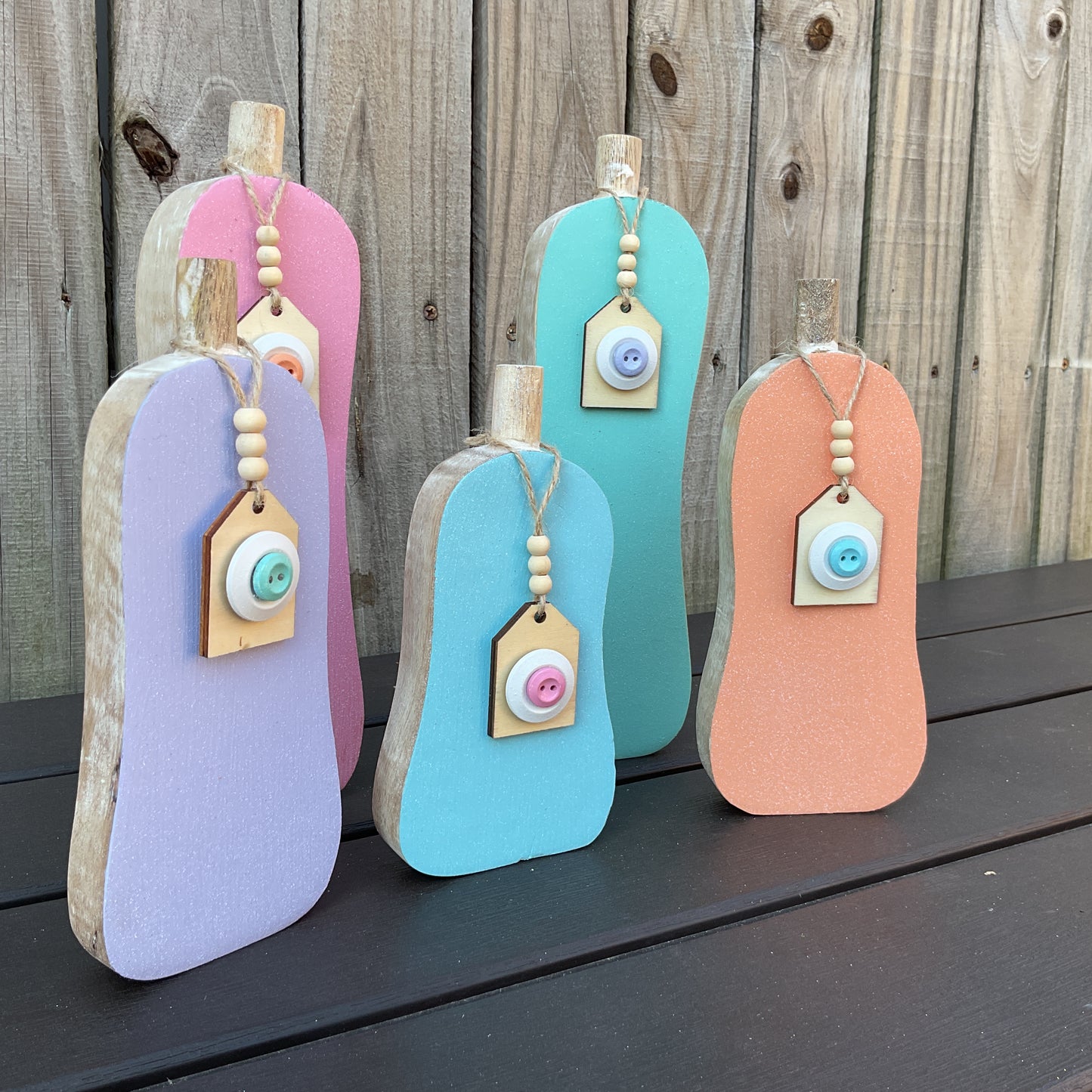 AGD Halloween Decor - Glam Pastel Skinny Chunky Wood Pumpkin Sitters 5pc Set