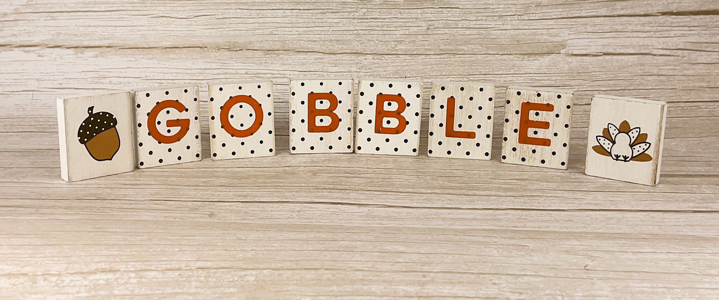 Adams & Co Fall Decor - Gobble Small Wood Tiles and Icons