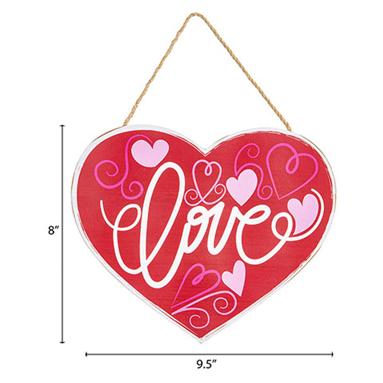 Darice Valentines Decor - Red Pink MDF Wood Love Heart Sign