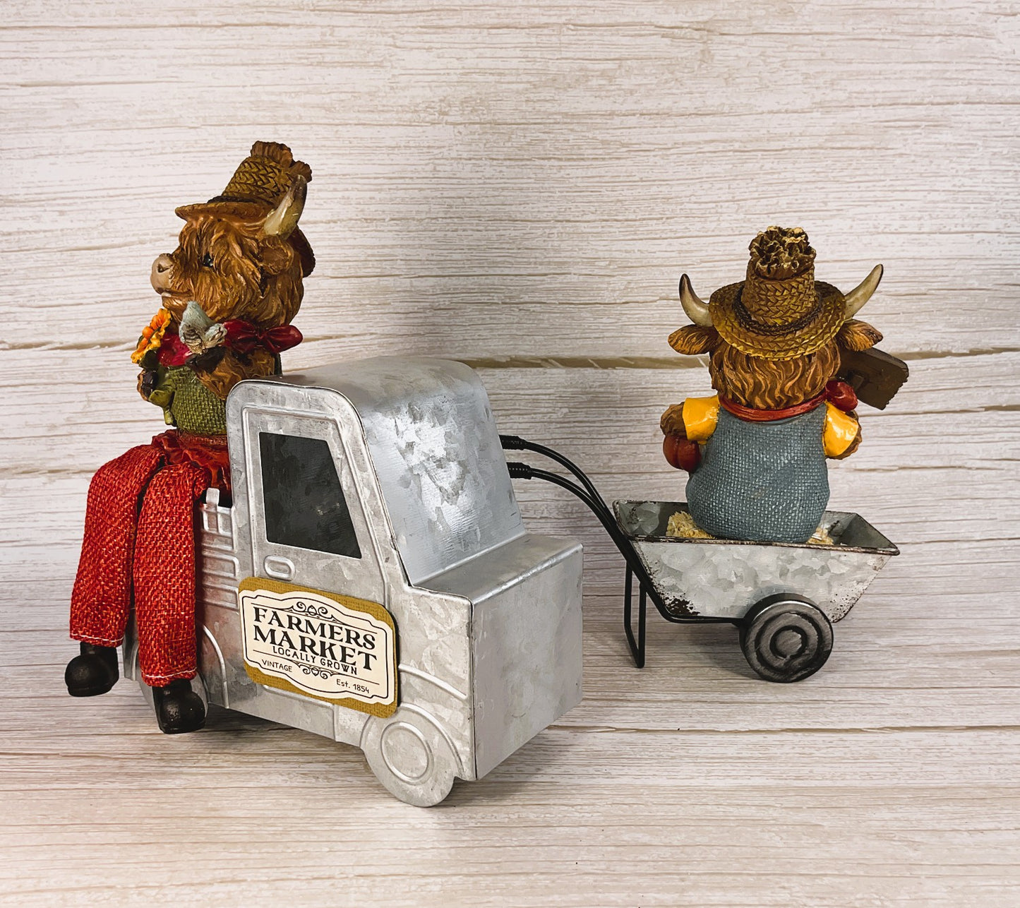 AGSD Fall Decor - Sunflower Harvest Highland Cows Truck Cart Set