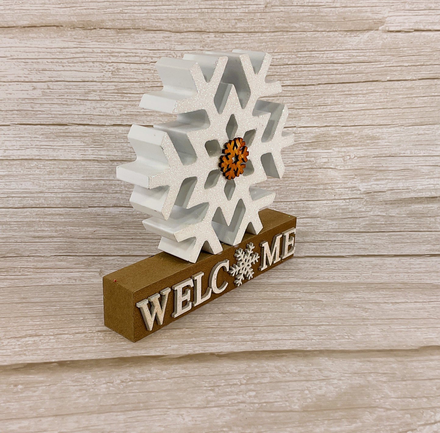 AGSD Winter Decor - Neutral Farmhouse Welcome Snowflake Sign