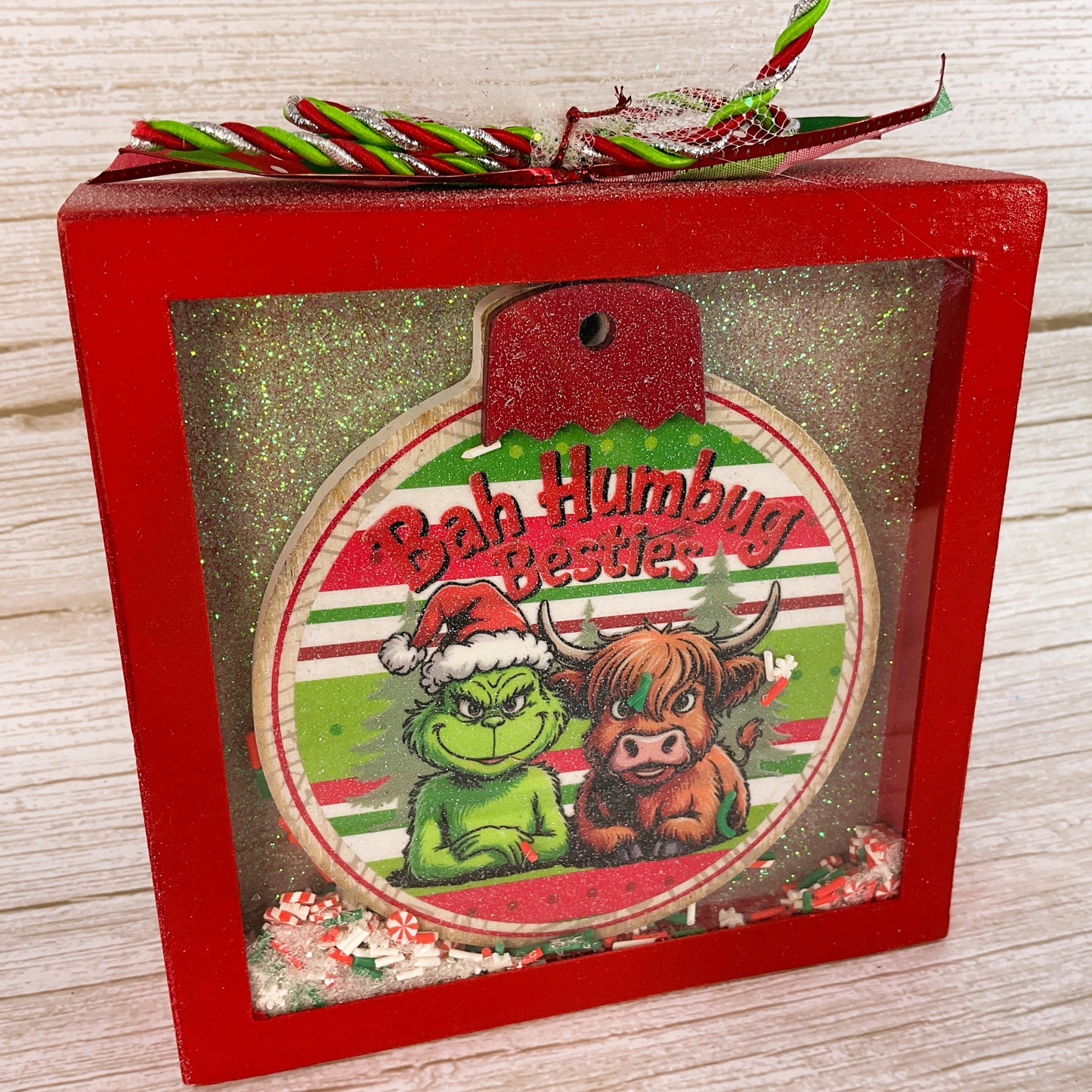 AGSD Christmas Decor - Whimsy Besties Highland Cow Shaker Shaker Sign