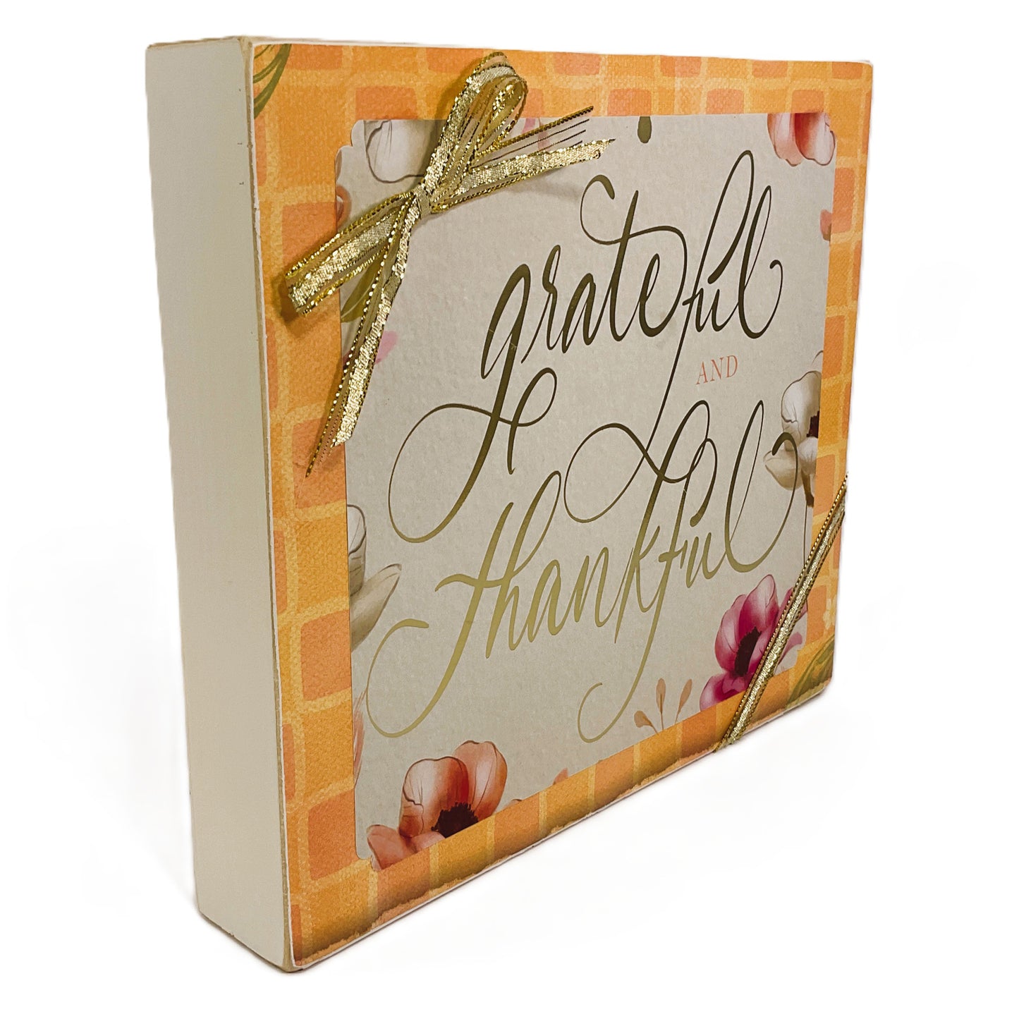 AGSD Fall Decor - Pastel Rose Gold Grateful & Thankful Box Signs 2pc