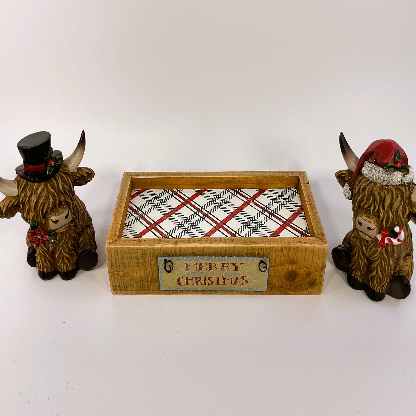 AGSD Christmas Decor - Highland Cows Resin Tabletop Figurines 3pc