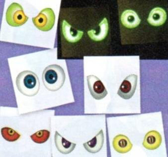 FE-OTC Halloween Party Supply - Glow In the Dark Spooky Eye Tattoos 72pcs