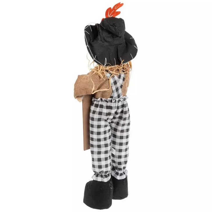 HL Fall Decor - Stand-up Black Hat Scarcrow with Market Sign 24-inch Tall