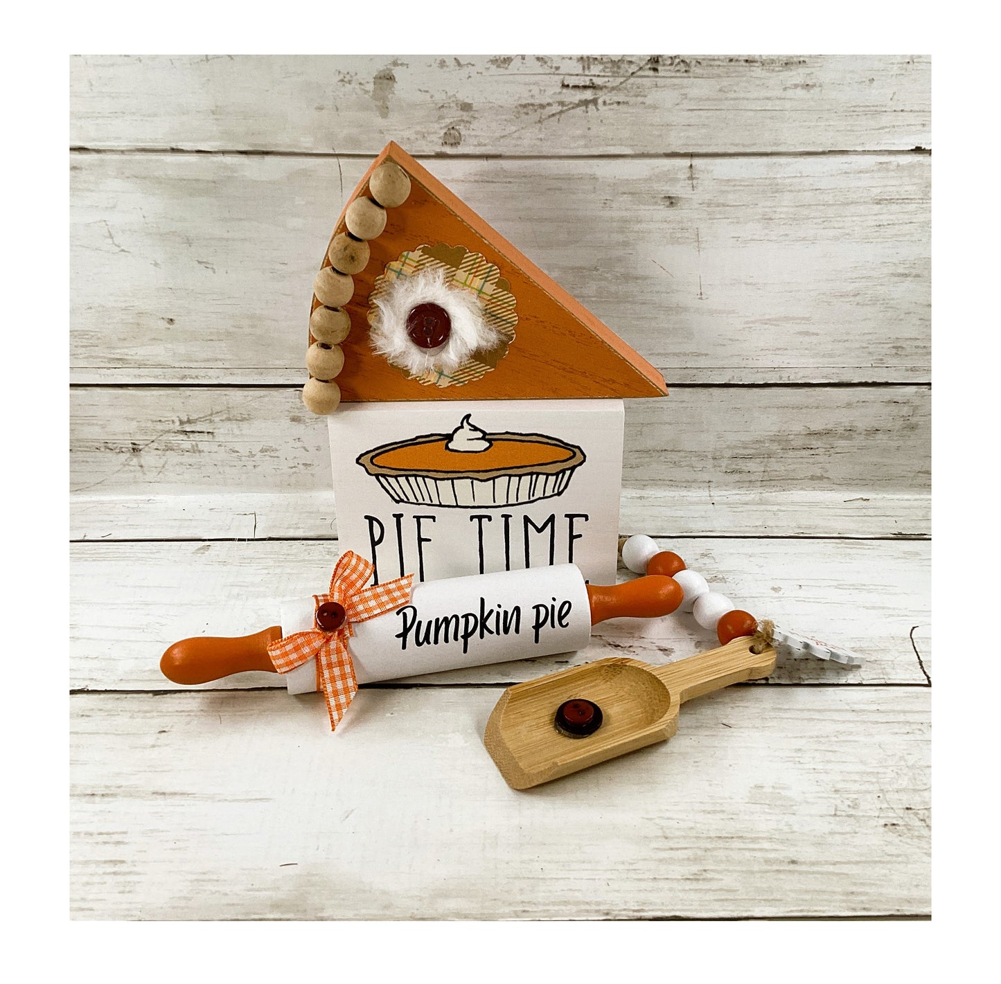 AGD Fall Decor - Pumpkin Pie Time Tier Rolling Pin Tray Sign 4pc