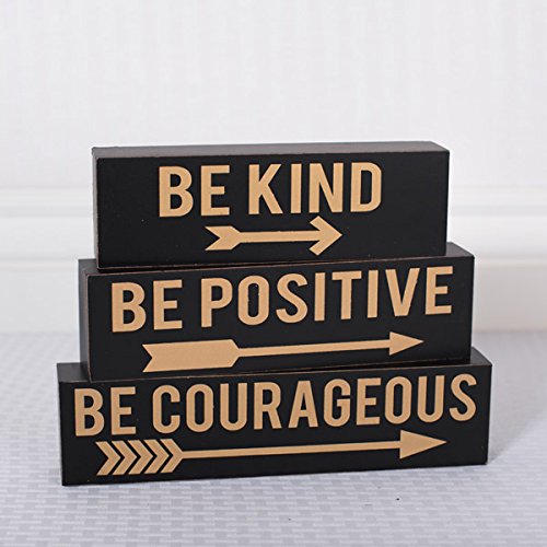 10" X 8" X 1.5" Wood Brick Set (Be Kind) Black/Gold - Model Number - 10510