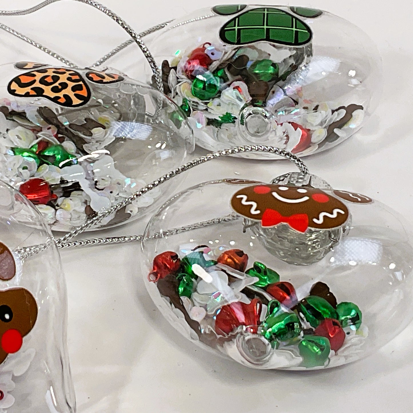 AGSD Christmas Decor - Puppy Paw Theme Clear Heart Shaker Ornaments 12pc