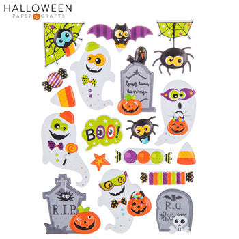 HL Halloween Craft Supply - Puffy Plastic Icon Stickers 18pc