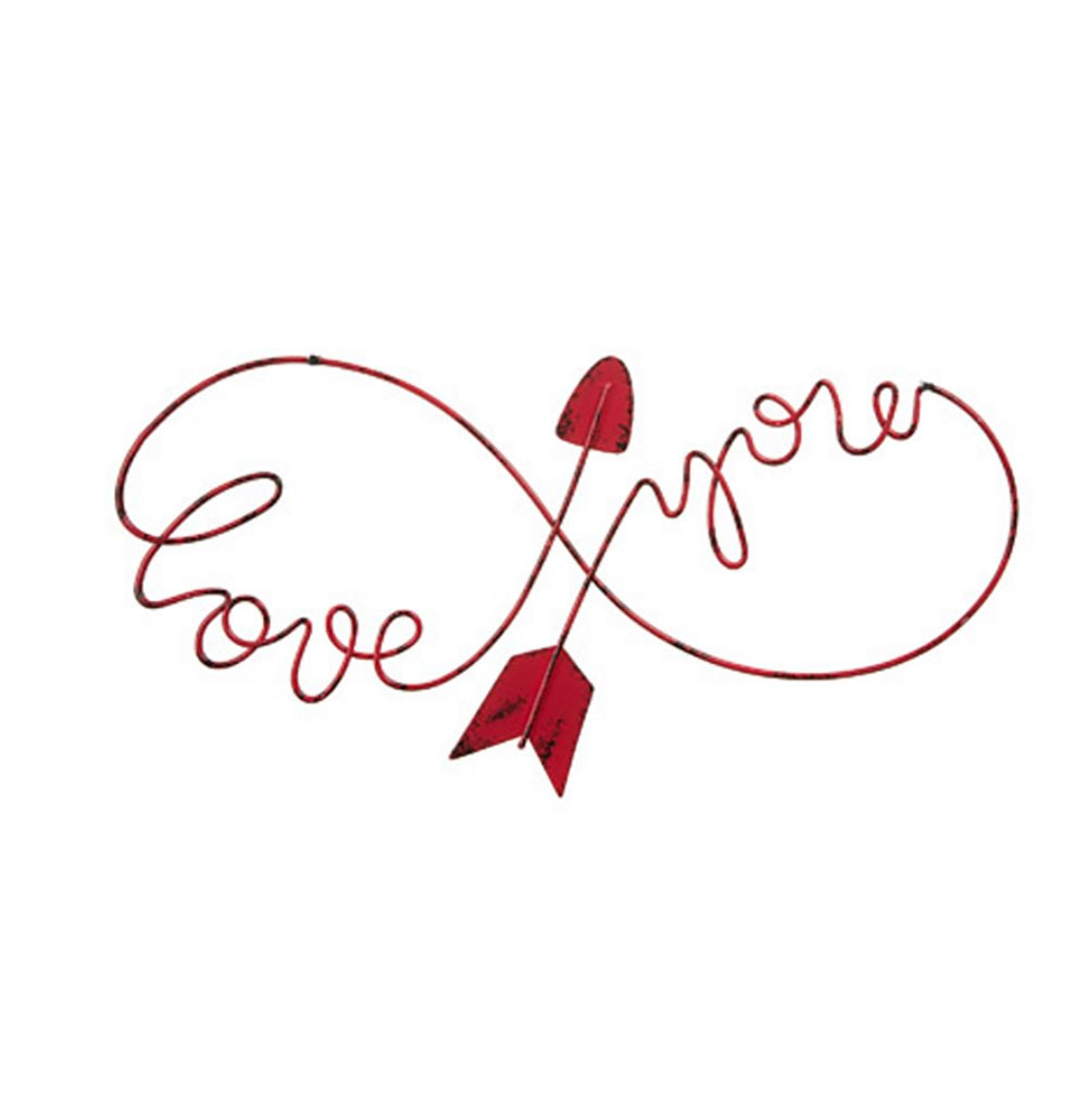 Darice Valentines Decor - Red Metal Wire Love You Arrow Sign