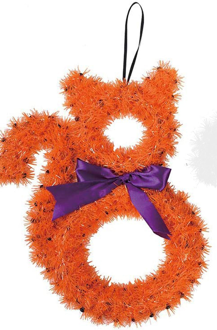 FLOMO Halloween Decor - Small Orange and Black Cat Tinsel Form 9 x 12inch 2pc