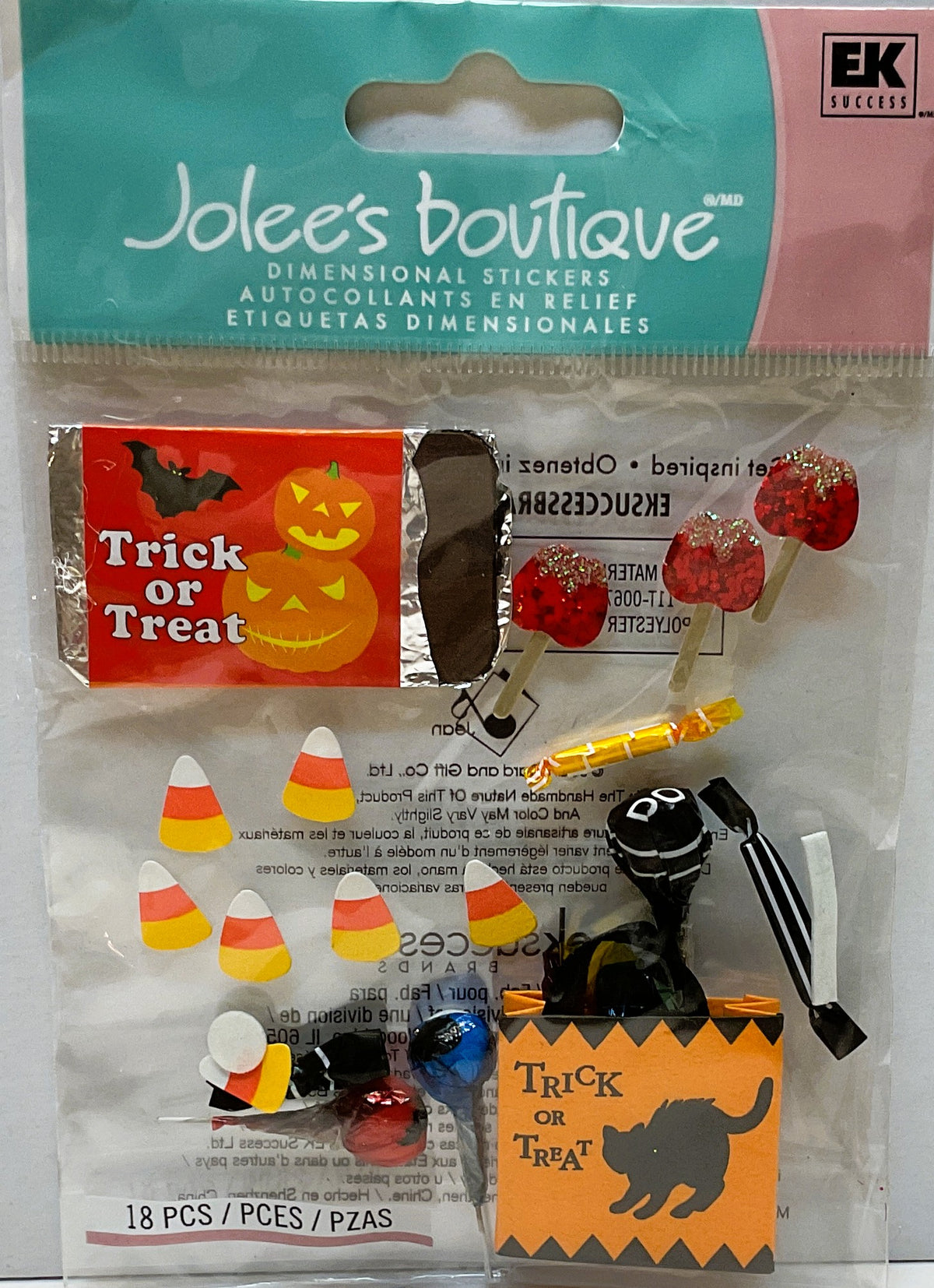 Jolee's Halloween Craft Supply - Trick Treat Candy Corn Dimensional Stickers