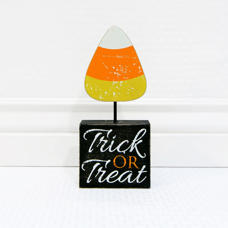 Adams & Co. Halloween Decor - Trick or Treat Wood Candy Corn