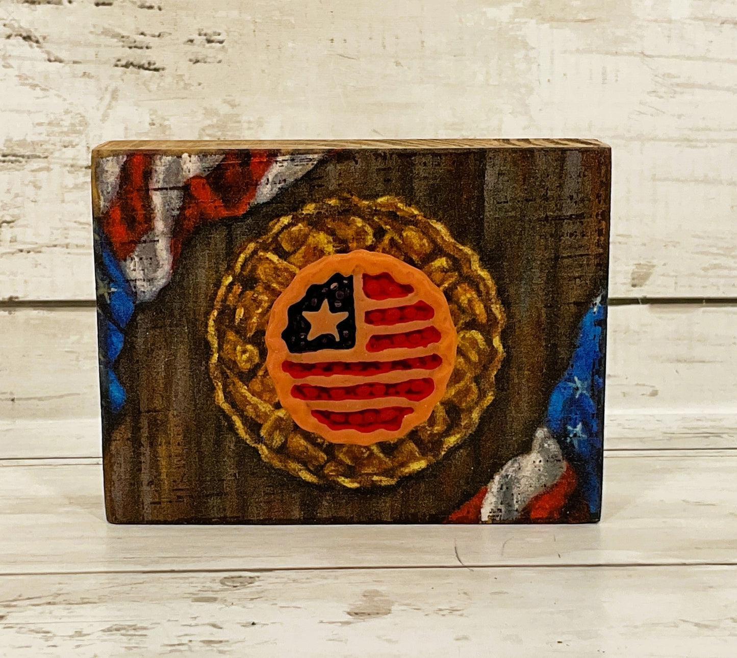 AGD Patriotic Decor - 3-D July 4th American Flag Pie Block Sign