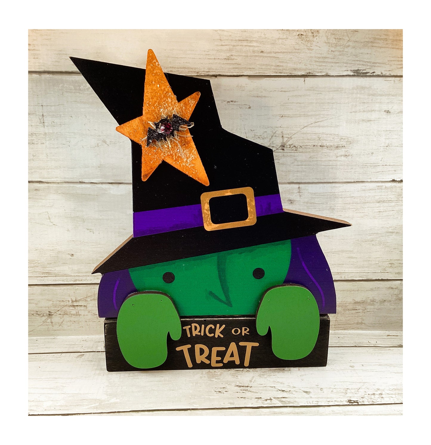 AGD Fall Decor - Peeking Sweet Scarecrow Trick Treat Witch Chunky Display