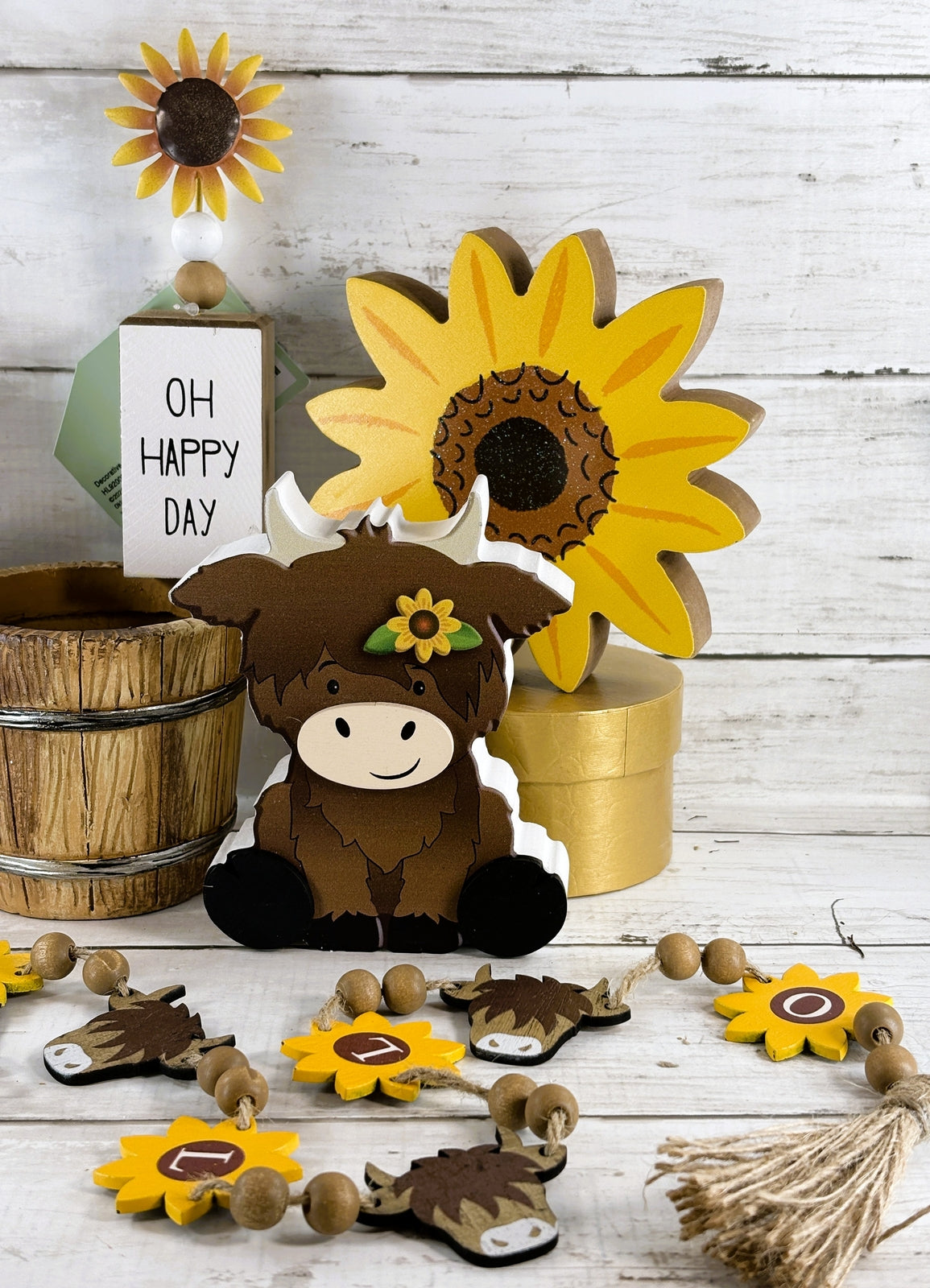 HL Spring Decor - Scottish Highland Cow Sunflower Designs
