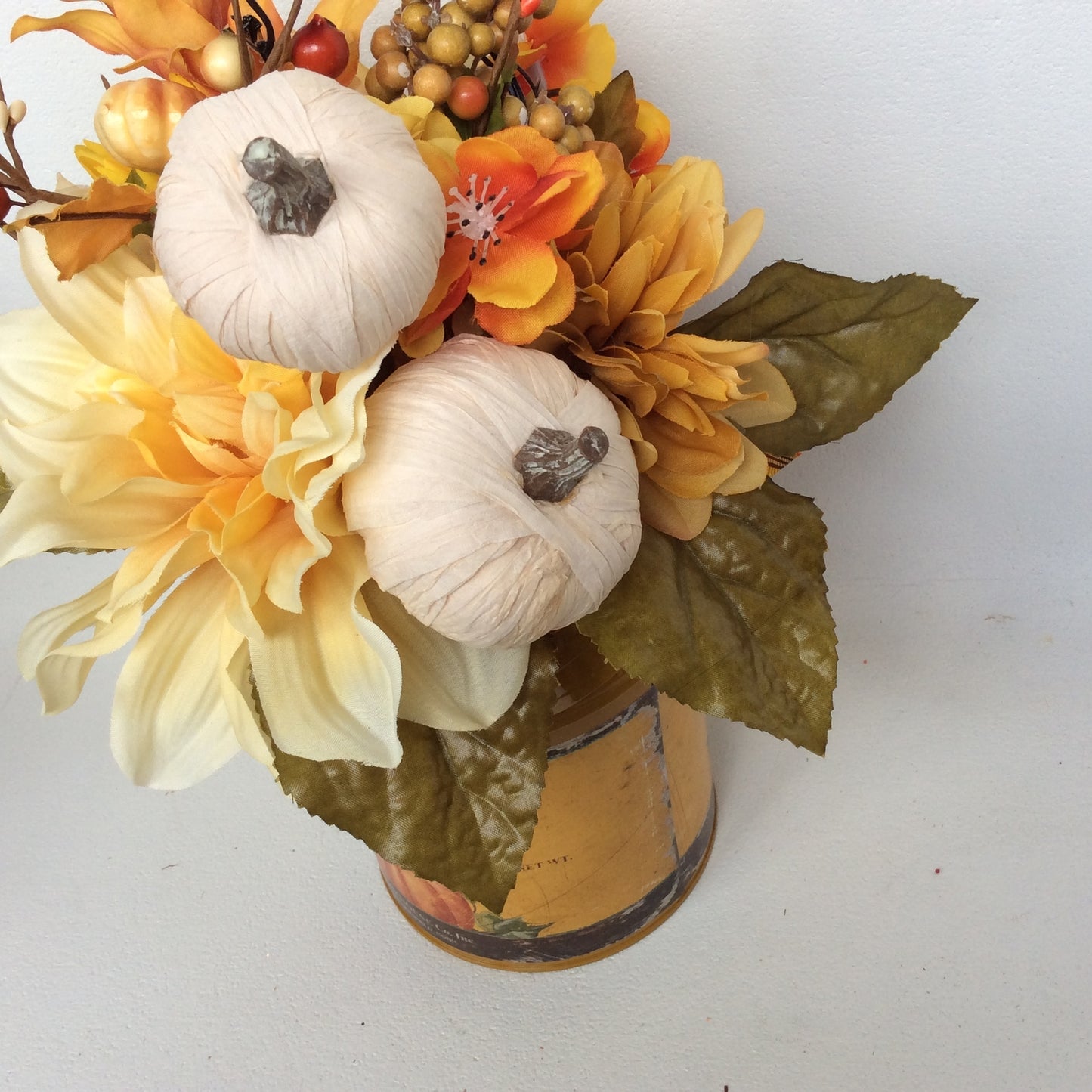 AGD Fall Decor - Pumpkin Spice Milk Can Filled Artificial Floral Display