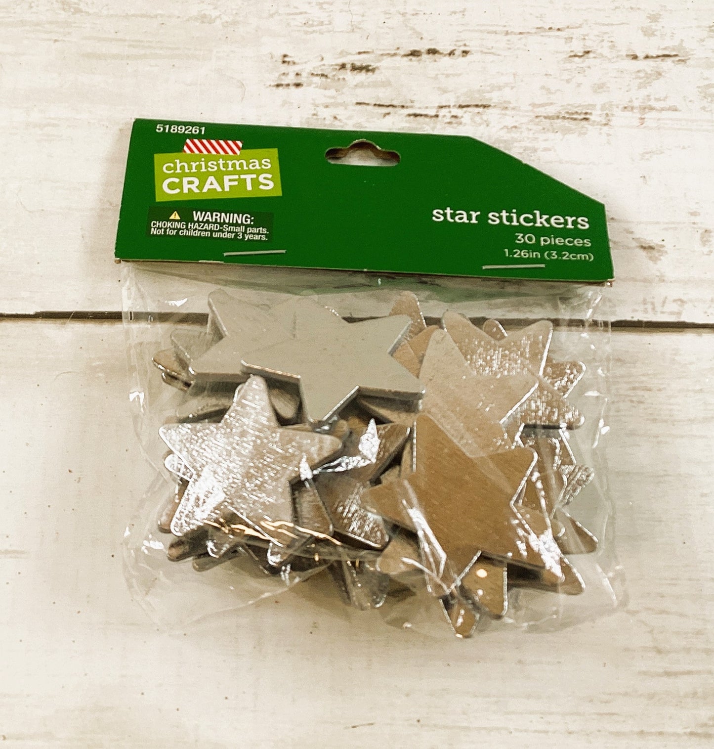 HL Christmas Craft Supply - Silver Foil Star Stickers 30pc