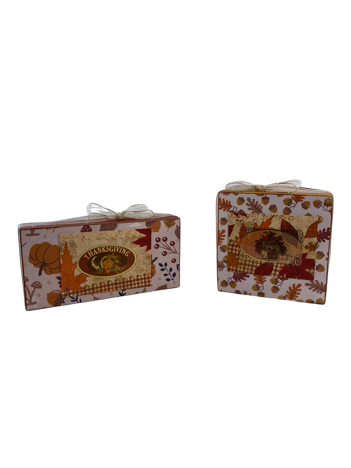 AGD Fall Decor - Hello Pumpkin Spice Thanksgiving Reversible Block Signs 2pc Set