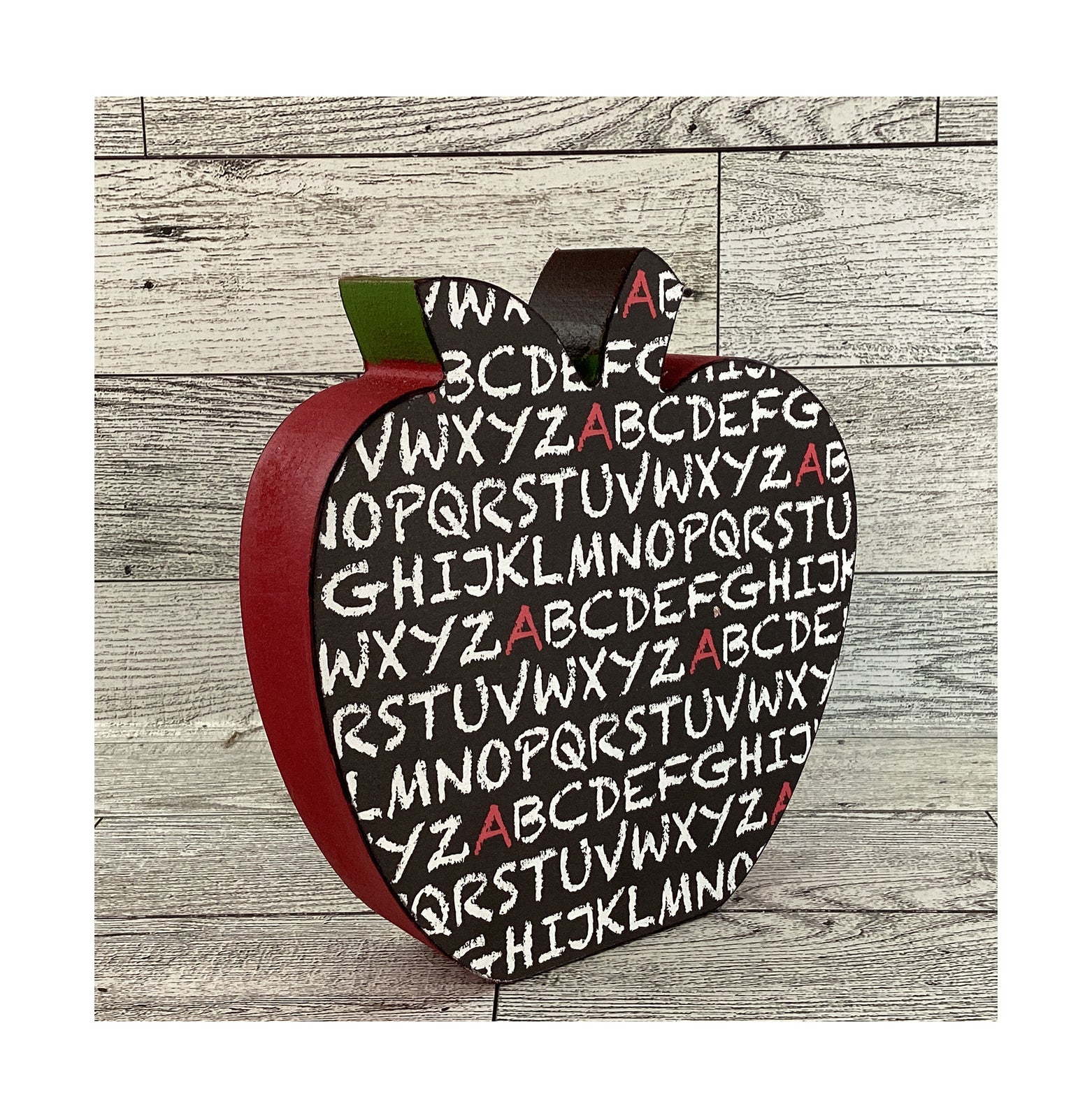 AGD Teacher Gift Decor - Love School Chunky Wood Apple Sitter