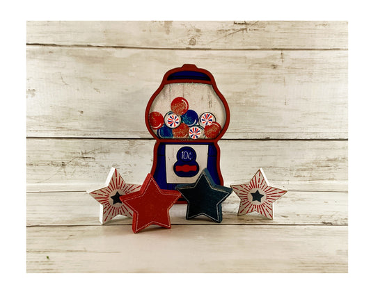 AGD Patriotic Decor - July 4th Theme Gumball Popsicle Star 5pc Set