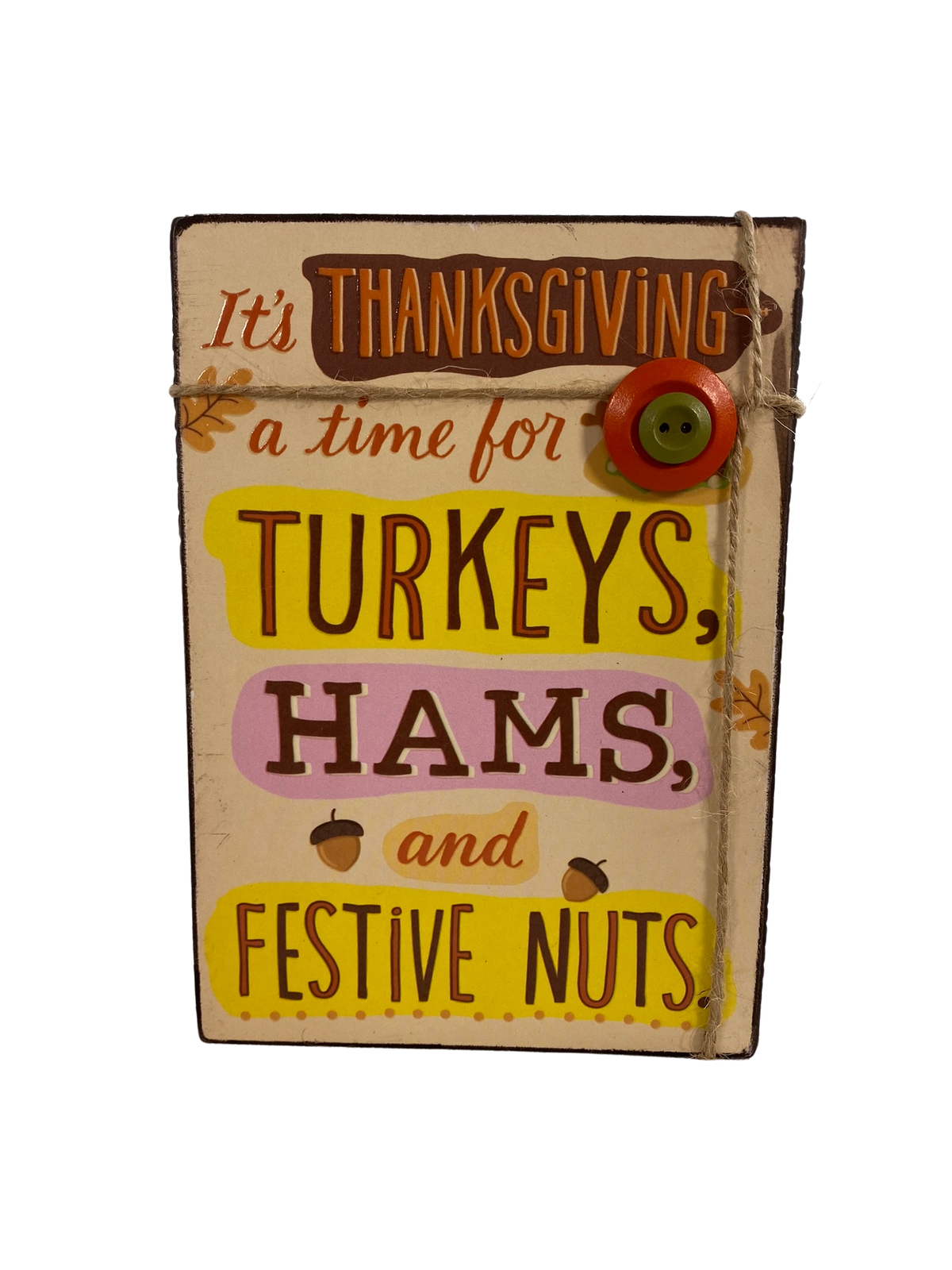 AGD Fall Decor - Chunky Acorn and Family Nuts Block Sign 2pc Set