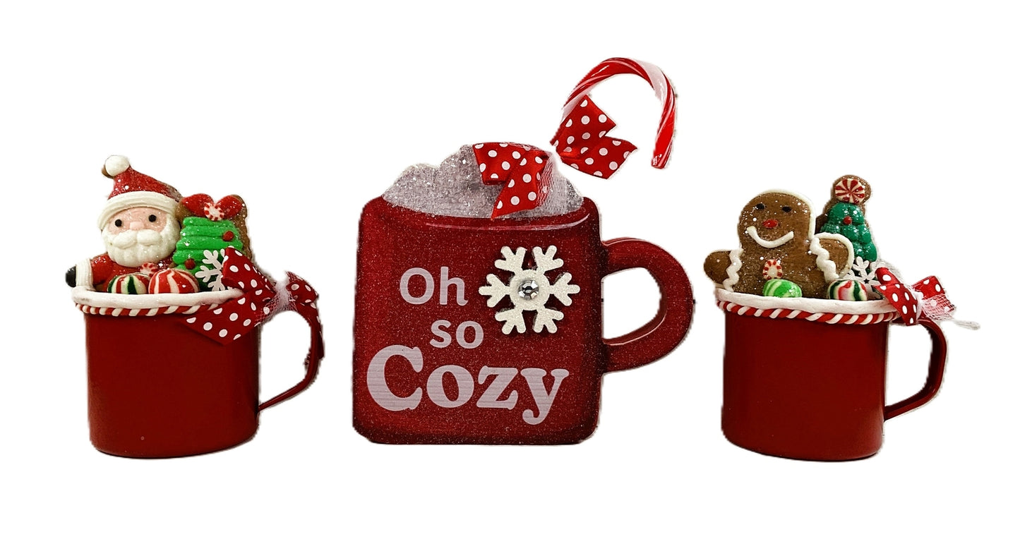 AGD Christmas Decor - Red White Santa Gingerbread Hot Chocolate Display