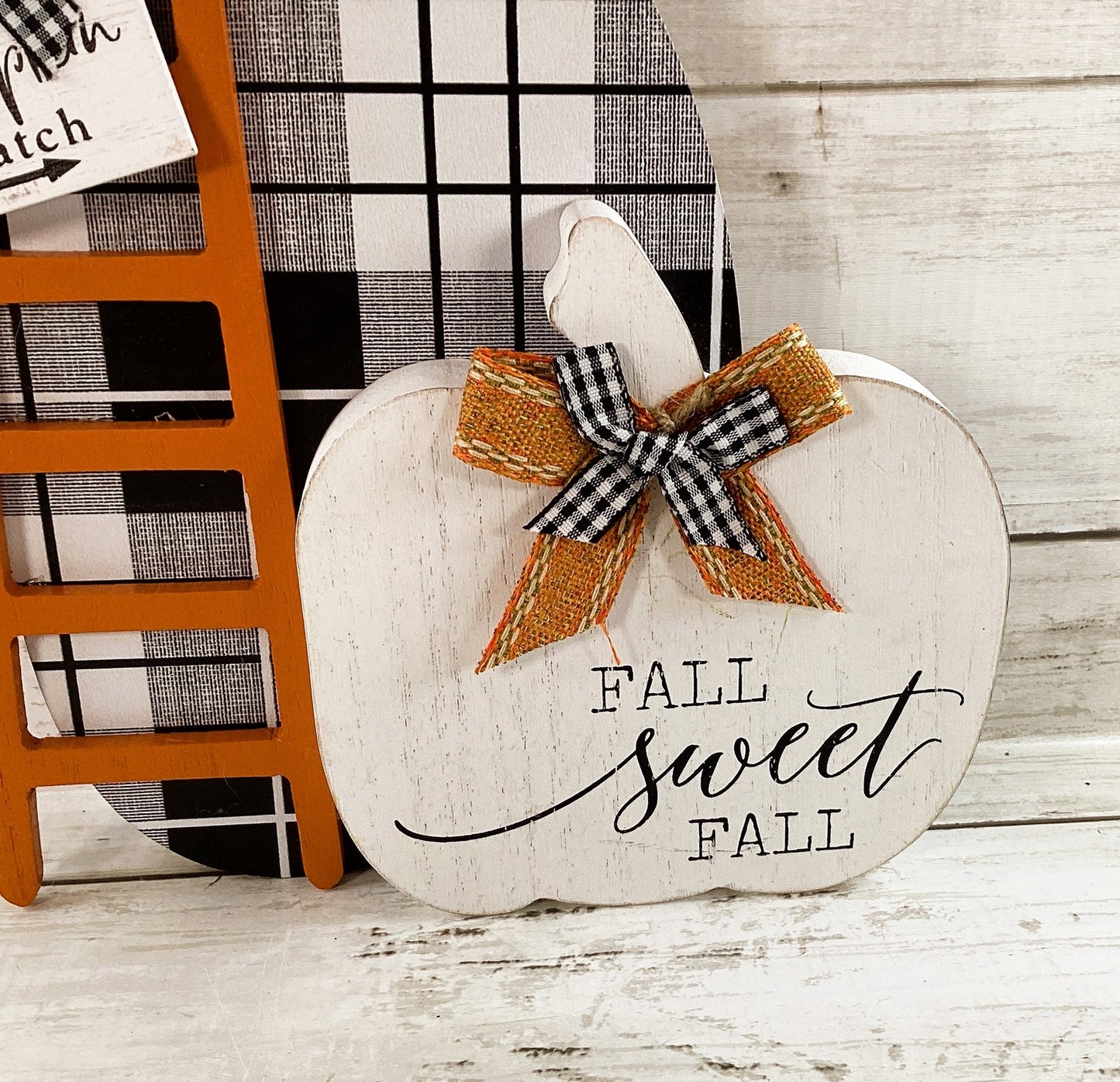 AGD Fall Decor - Black White Buffalo Check Fall Sweet Fall Pumpkin