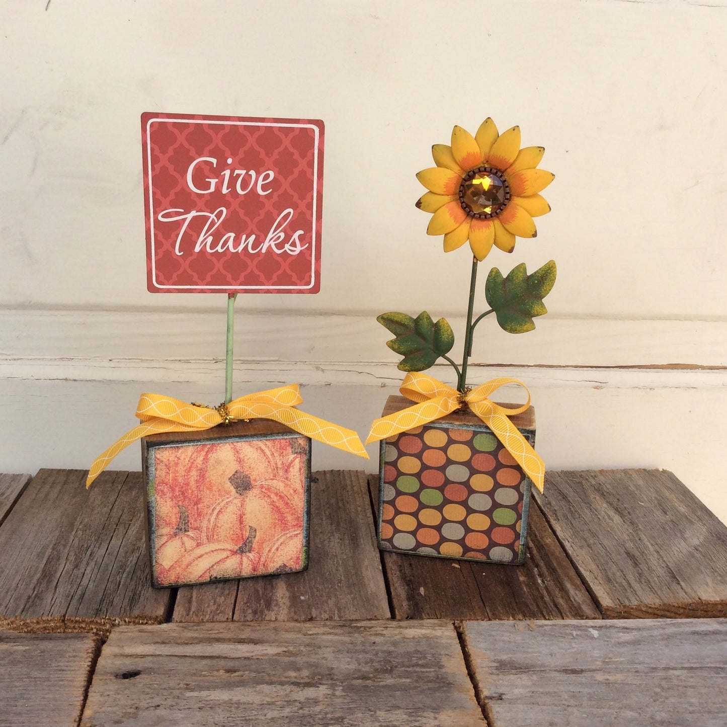 AG Designs Fall Decor - Give Thanks & Sunflower 2pc Set #613/44