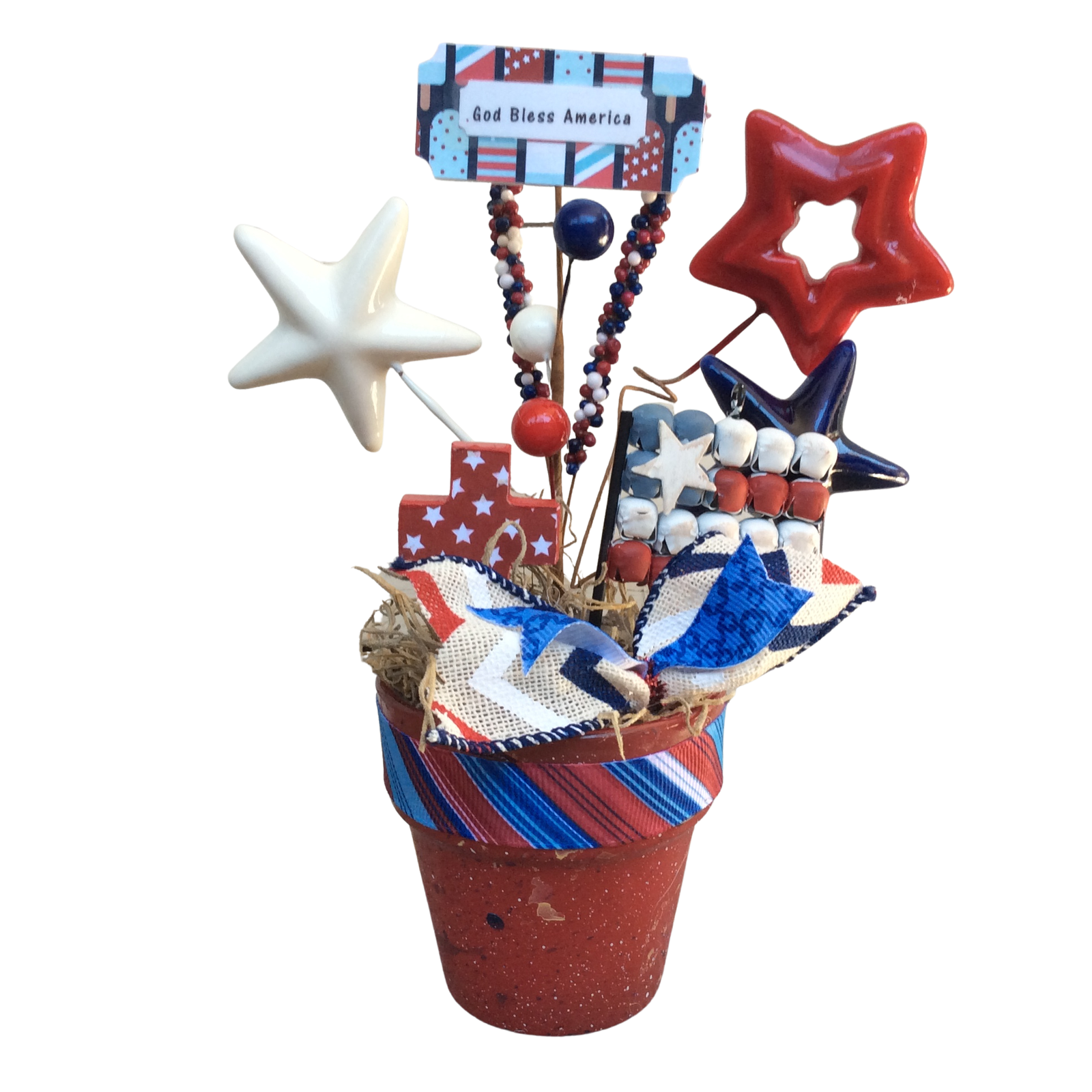 AGD Patriotic Decor - God Bless America Cross Display
