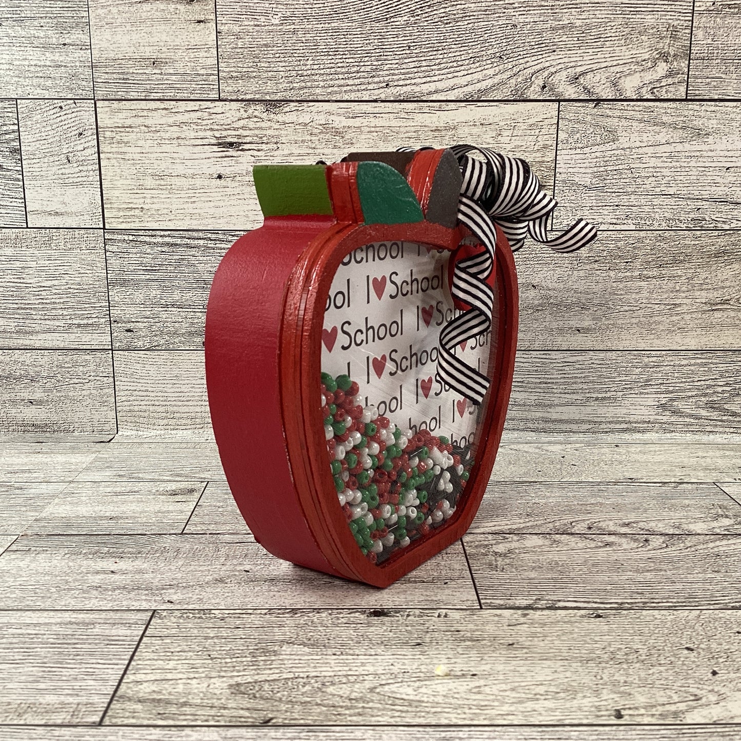 AGD Fall Decor - Teacher I Love School Chunky Wood Shaker Sitter