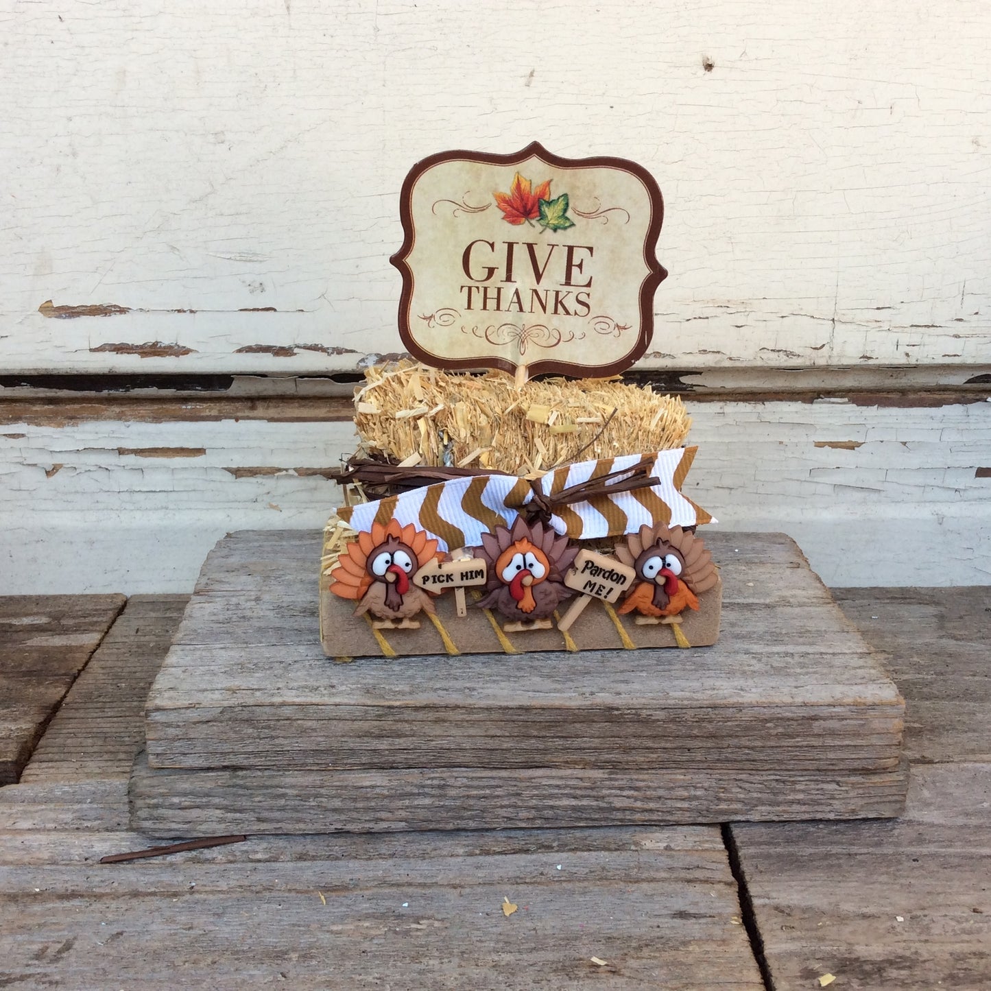 AGD Fall Decor - Give Thanks Miniature Turkey Display