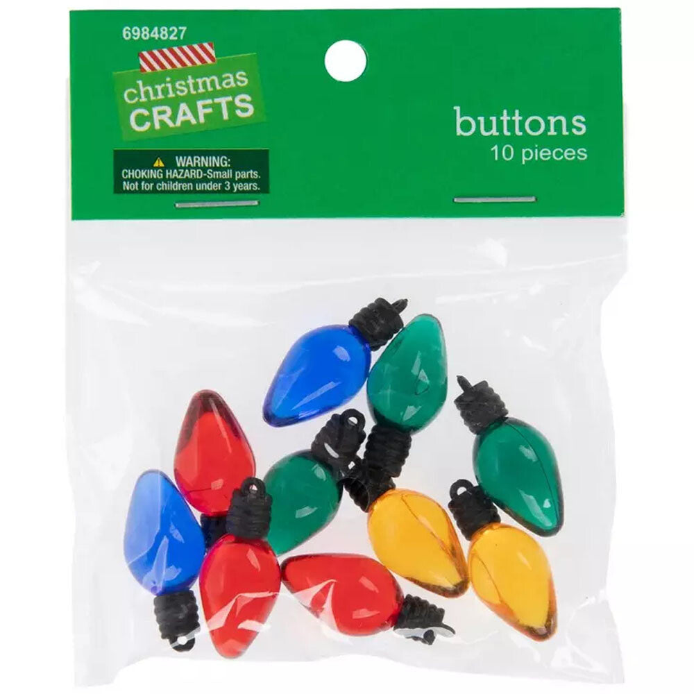 HL Christmas Craft Supply - Bright Light Bulbs Button Embellishments 10pc