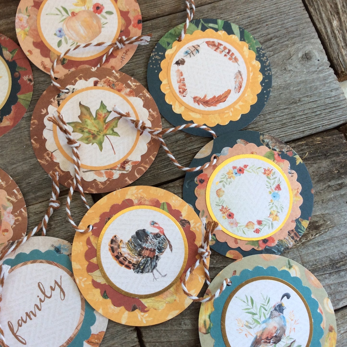 AGD Fall Decor - Prim Harvest Paper Disc Ornaments 16pc