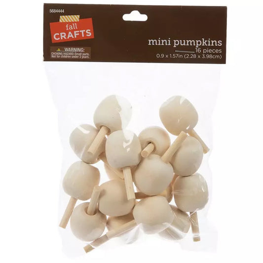 HL Fall Craft Supply - Unfinished 3-D Wood Pumpkin Apple Shape 16pc.