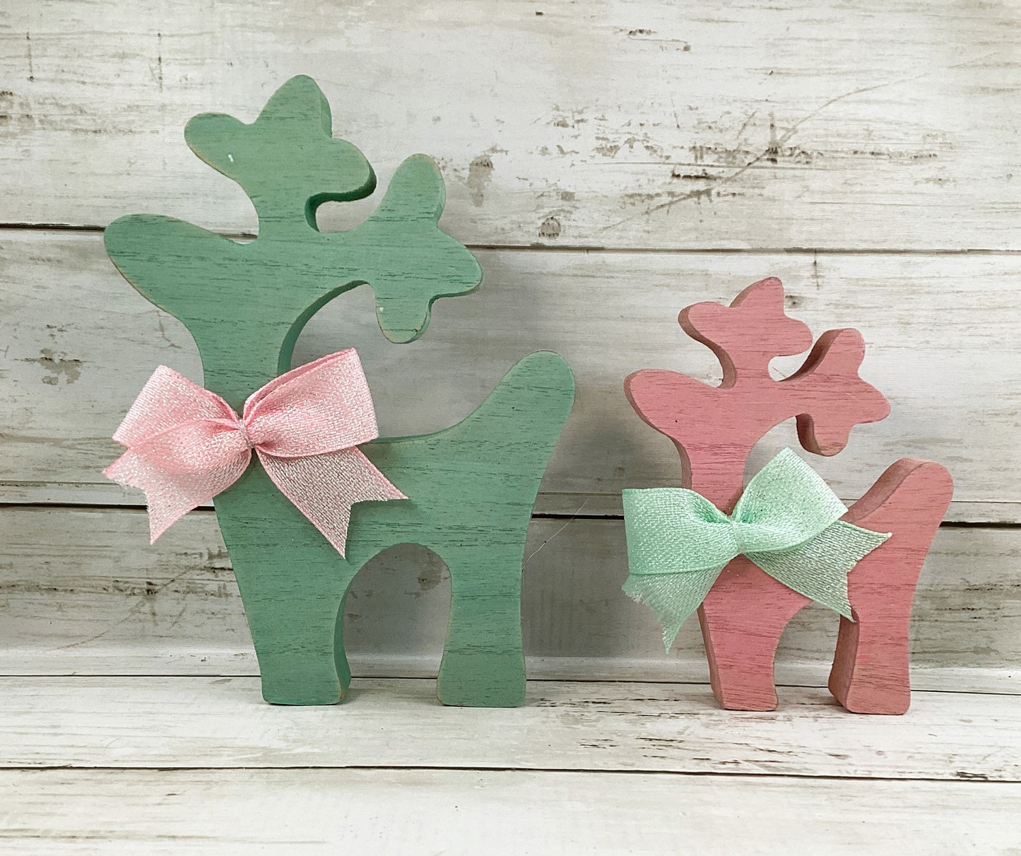 AGD Christmas Decor - Pastel Reindeer Retro Pink Tree Garland 4pc
