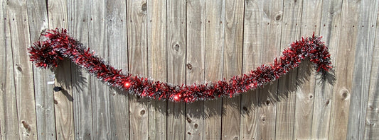 AGD Valentines Decor - Black Red White Lighted Tinsel Garland 6ft