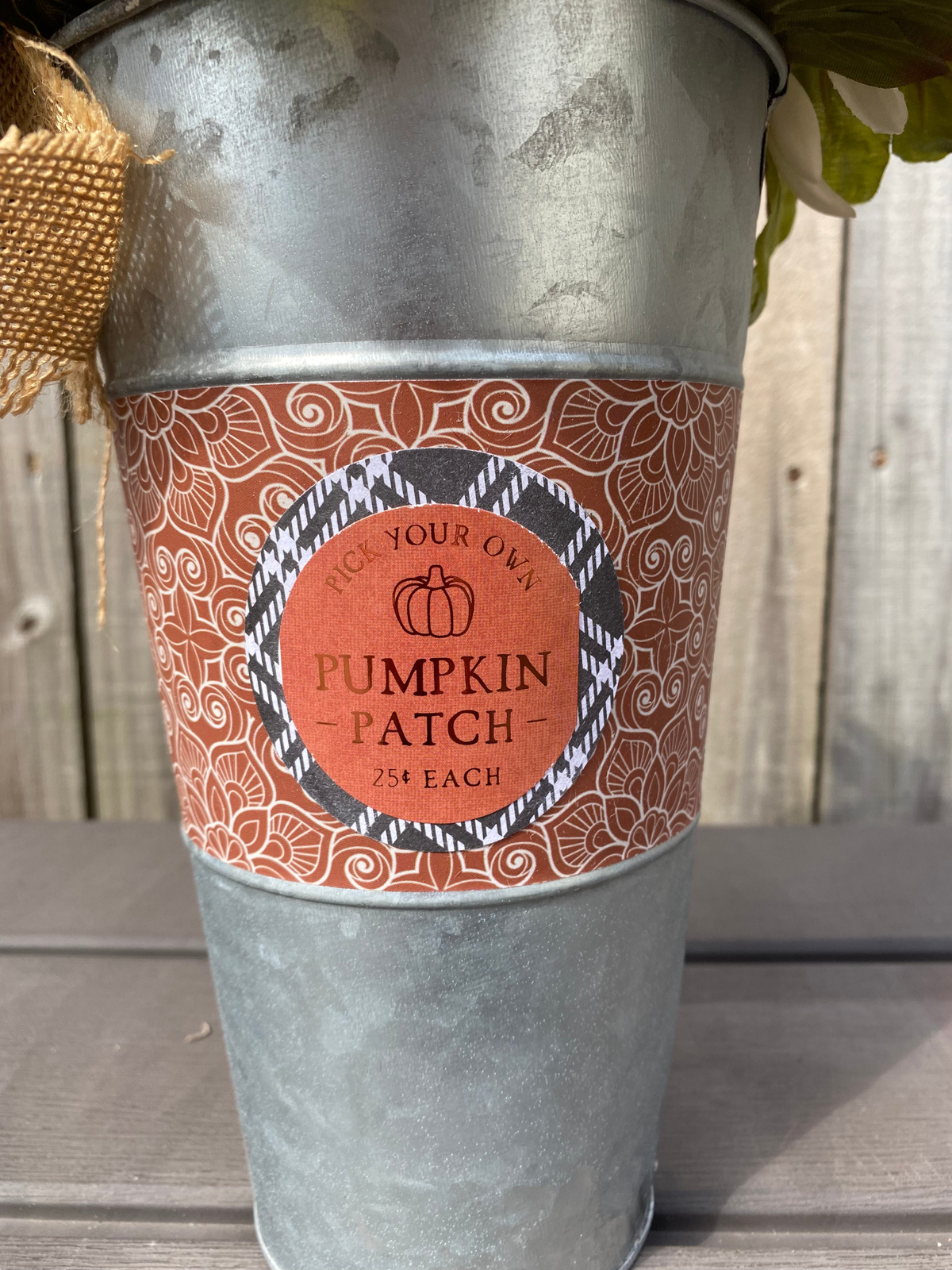 AGD Fall Decor  – Grateful Pumpkin Patch Tin Metal Floral Centerpiece