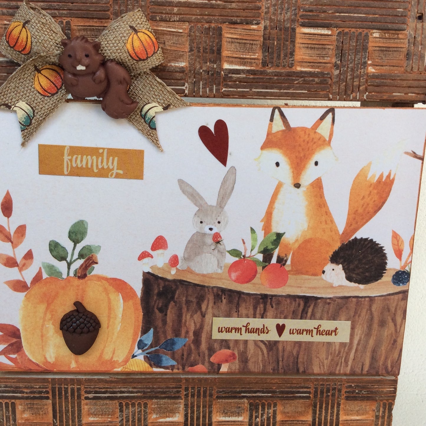 AGD Fall Decor - Family Fox Warm Hands Heart Box Sign