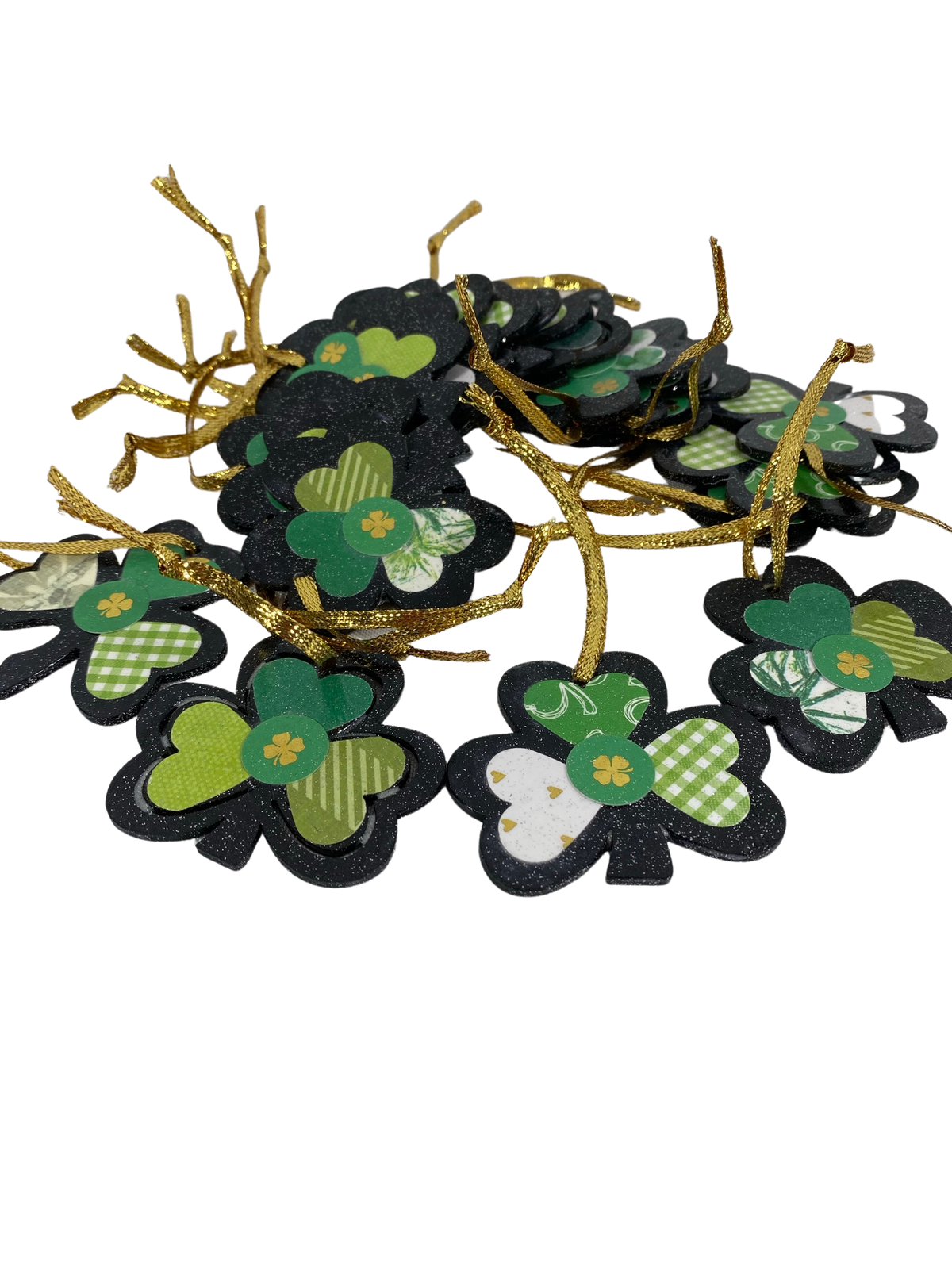 AGD St Patricks Decor - Modern Prim Shamrock Ornaments 20pc
