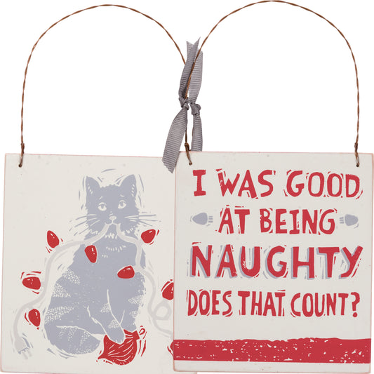 PBK Christmas Decor - Good at Being Naughty Cat Ornament