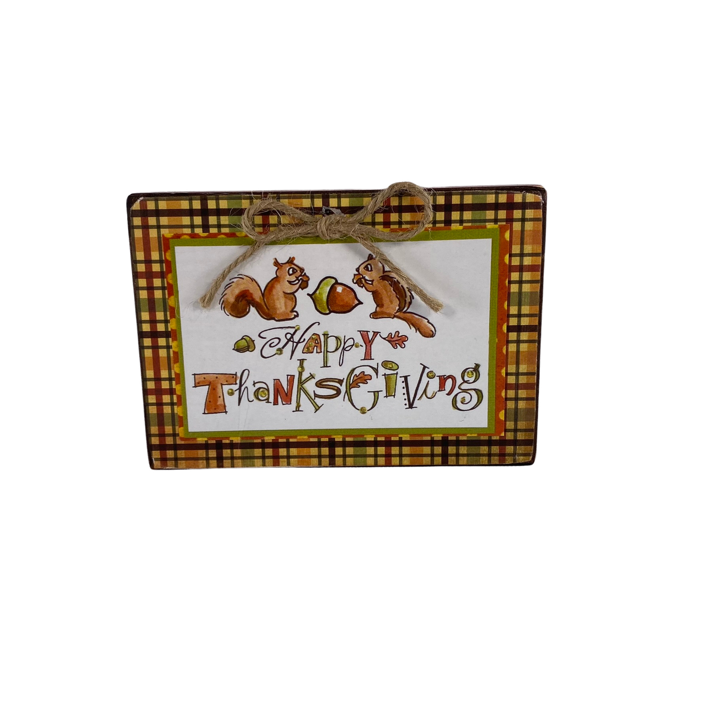 AGD Nuts About Fall Happy Thanksgiving Reversible Block Sign