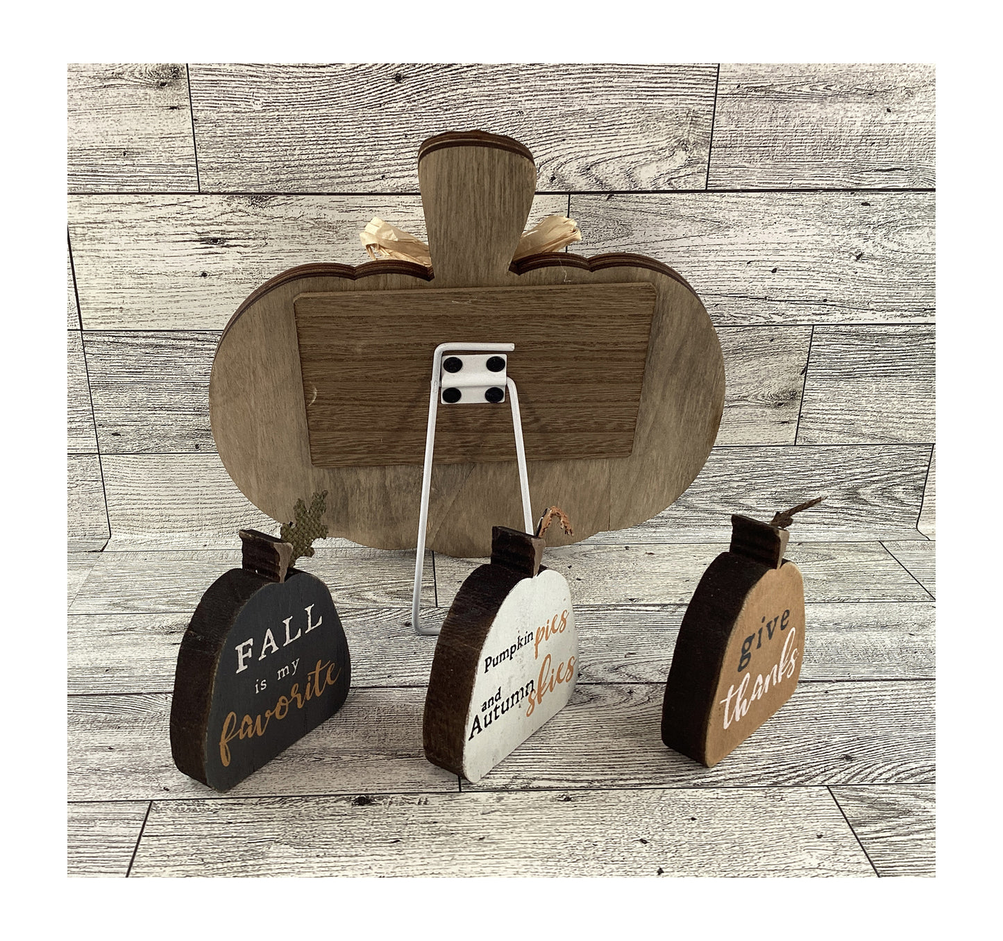 AGD Fall Decor - Thankful and Blessed Easel-back Pumpkin 4pc Set