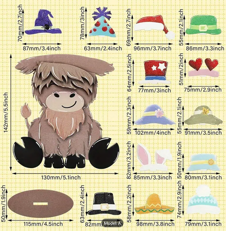 Seasonal Decor - Interchangable Seasonal Layered Highland Cow