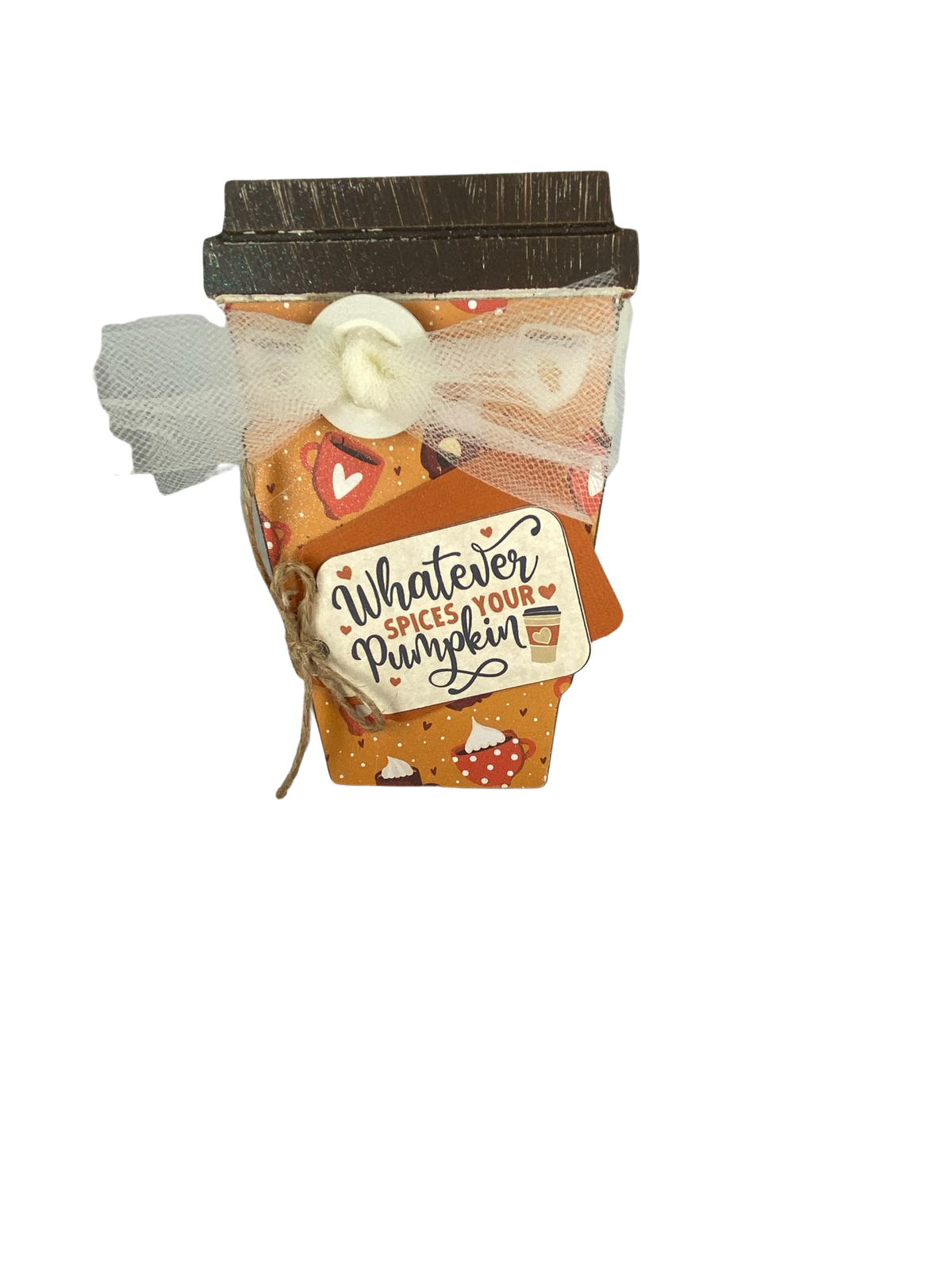 AGD Fall Decor - Pumpkin Spice Coffee Cup Reversible MDF Wood 2pc set