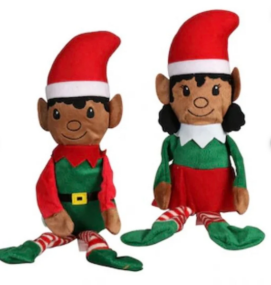 DT Christmas Decor - Holiday Plush Elf Medium Tone GIRL (ONE only)