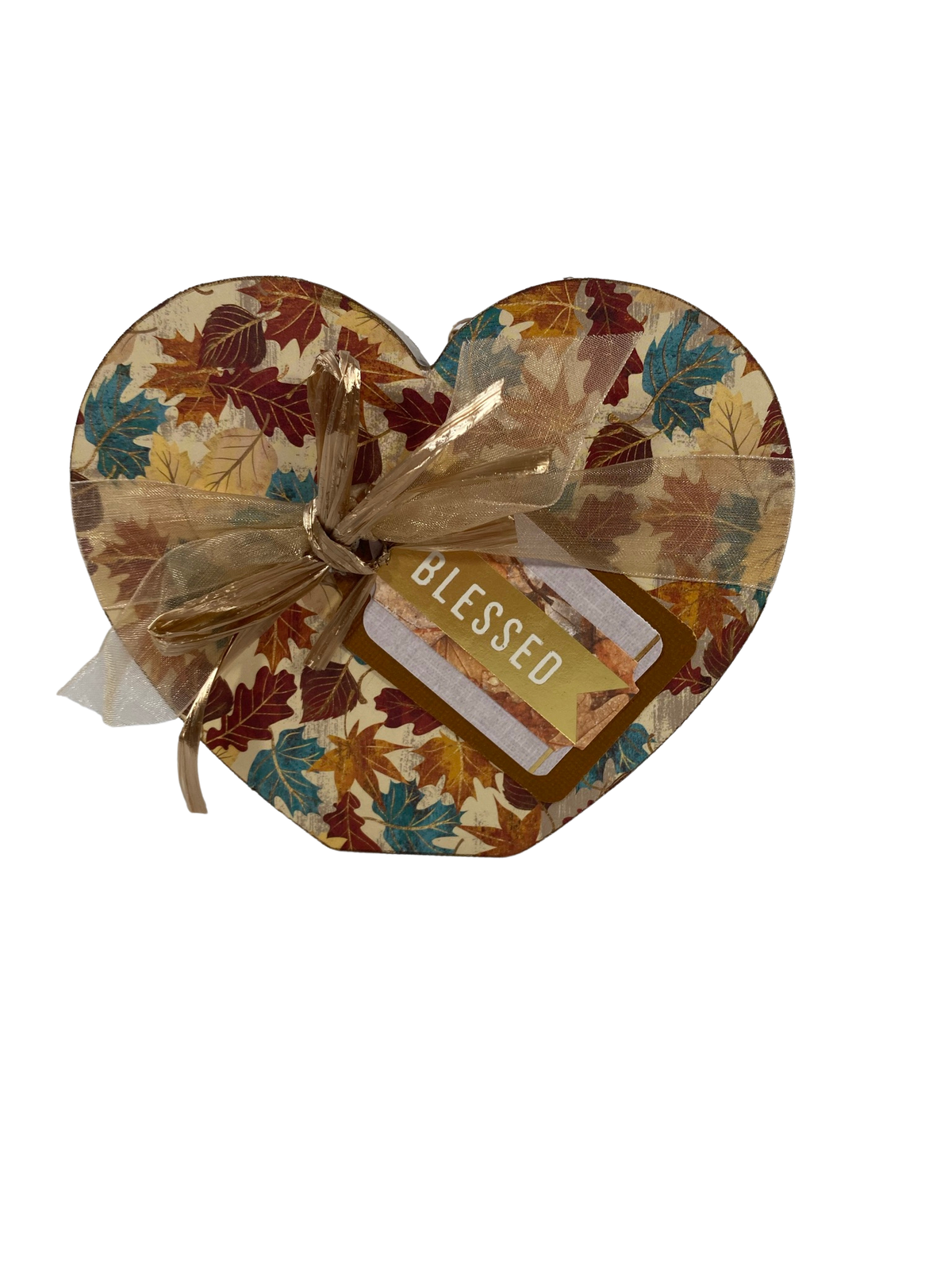 AGD Fall Decor - Fall Breeze Autumn Leaves Reversible Chunky Heart Sitter