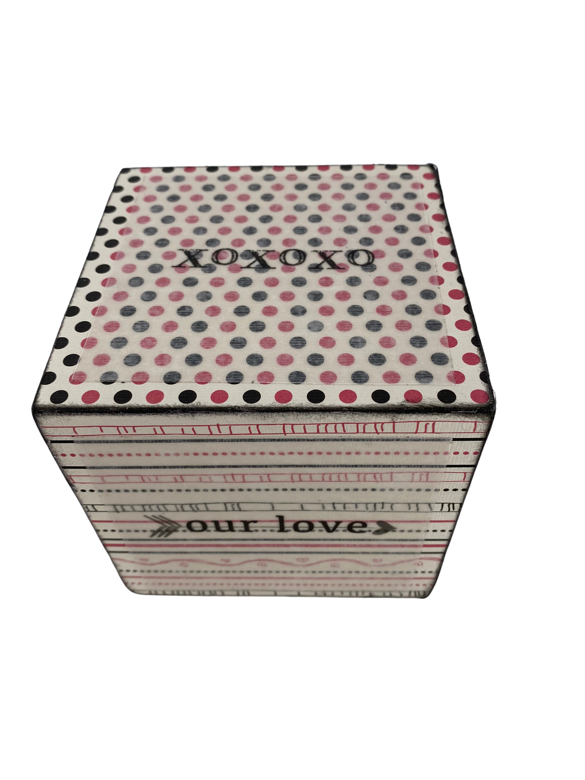 AGD Valentines Decor -  Pink White Black Love Sayings Wood Block