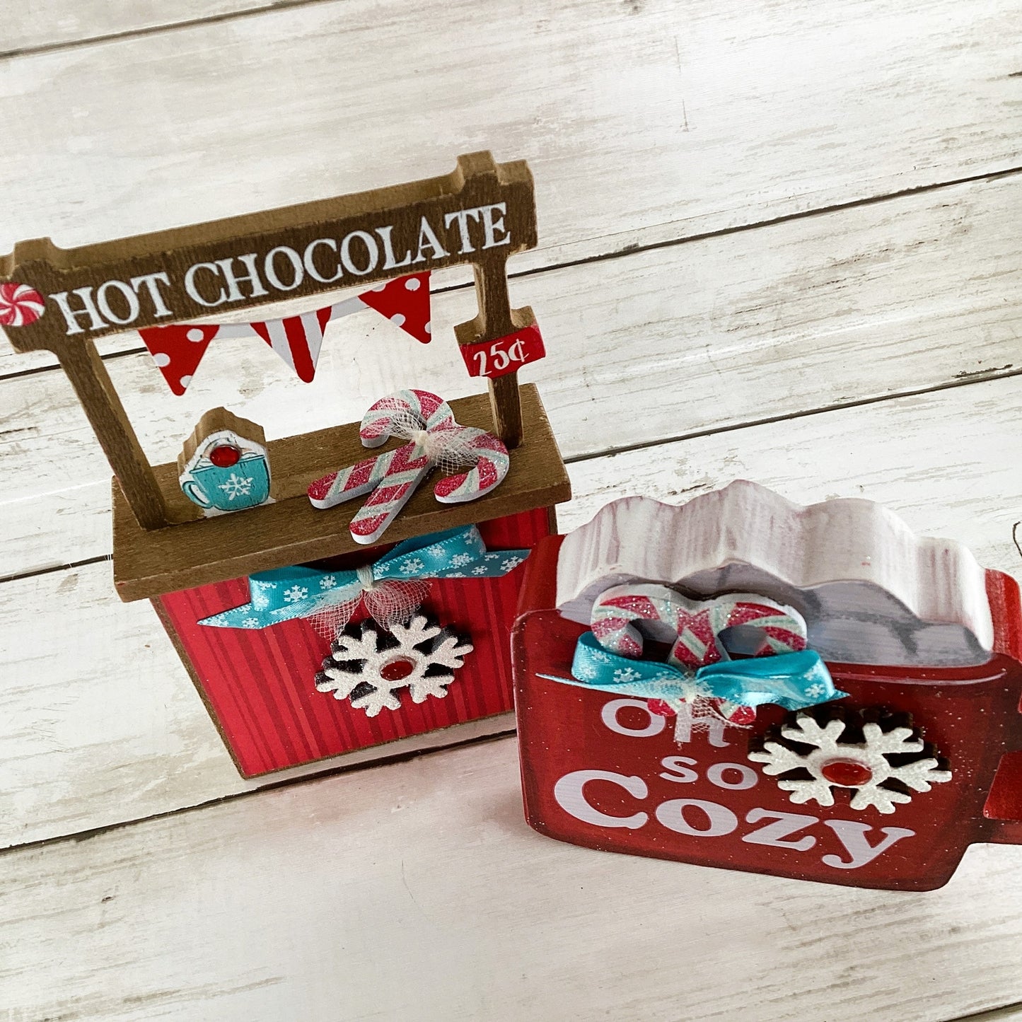 AGD Christmas Decor - Cozy Mug Hot Chocolate Booth Tier Tray 2pc